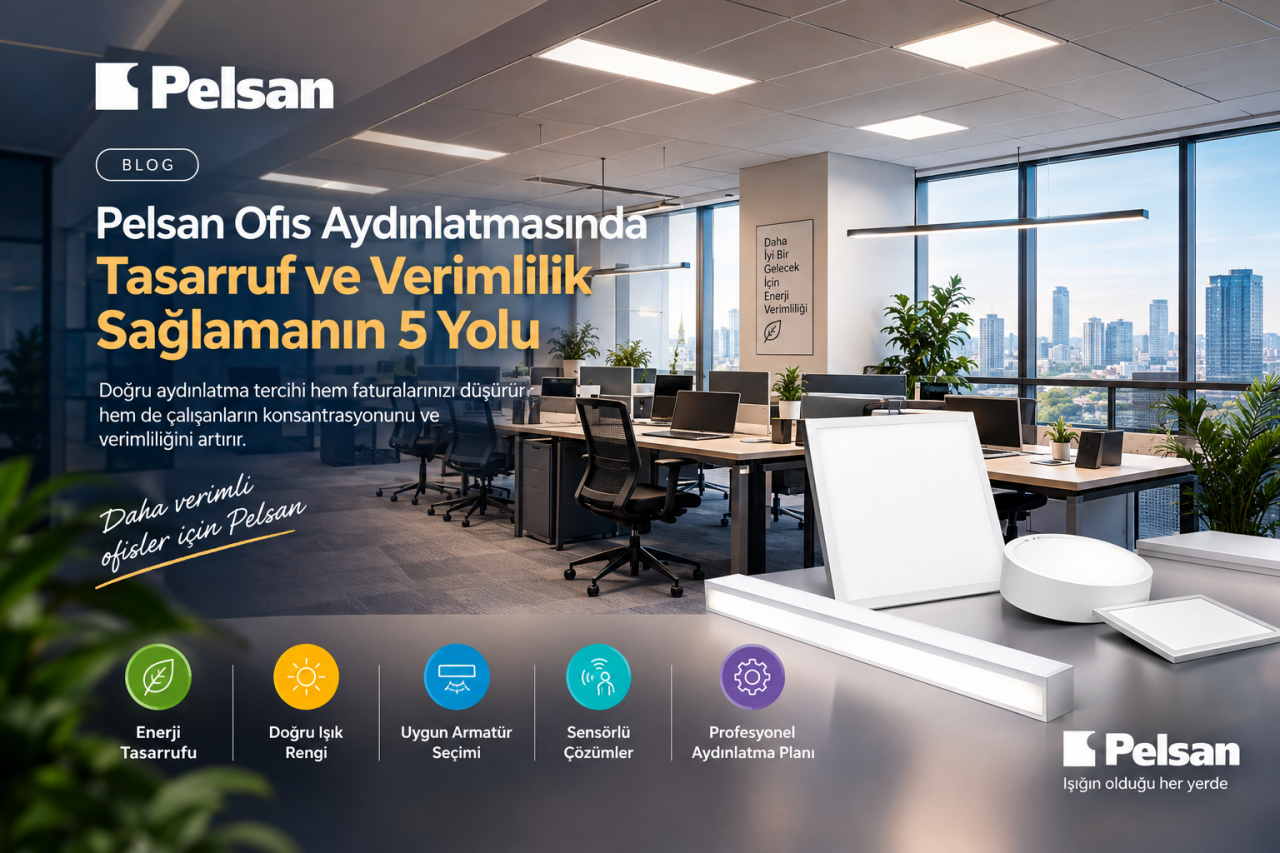 Pelsan Ofis Aydınlatmasında Tasarruf ve Verimlilik Sağlamanın 5 Yolu