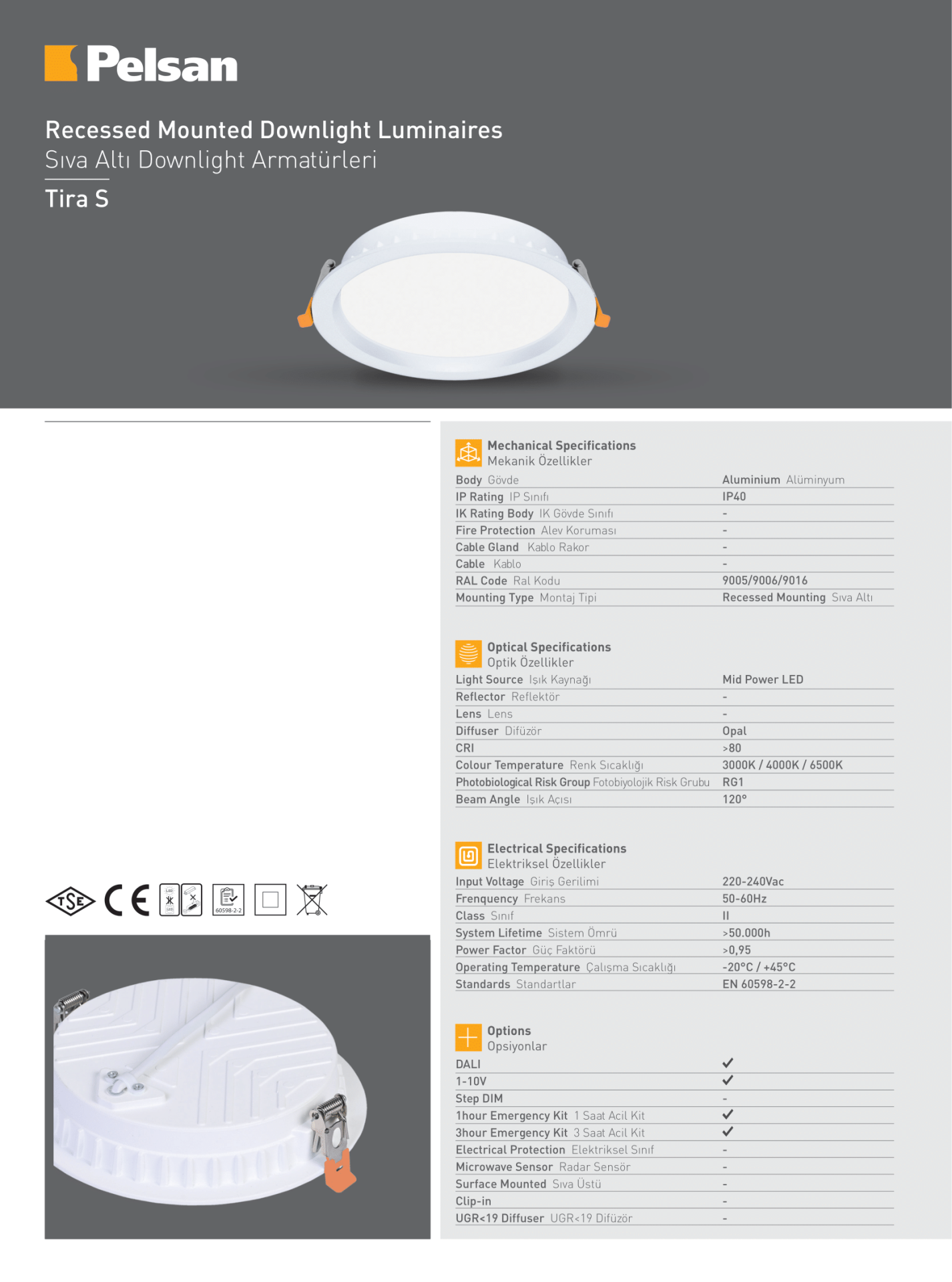Pelsan Tira S 10W Sıva Üstü Yuvarlak 4000K IP40 Led Spot Armatür - 216266