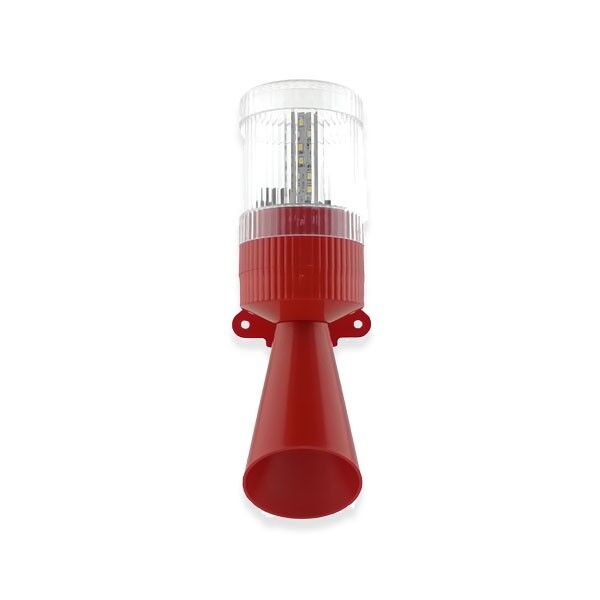 İK-2101 Sabit Yanan Led Işıklı Siren 120db Çift Ses Borulu Beyaz - 220VAC