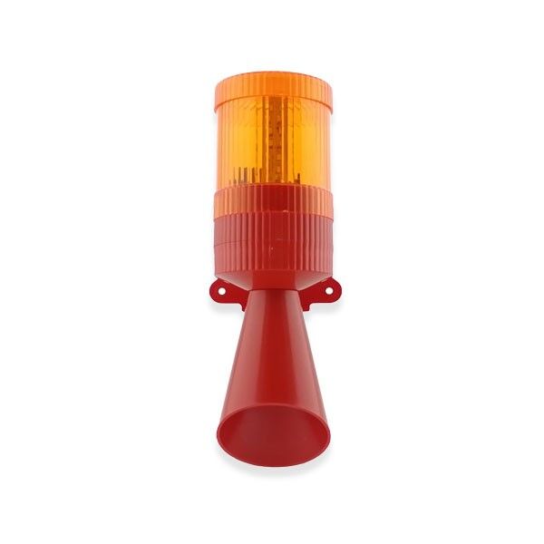 İK-2101 Sabit Yanan Led Işıklı Siren 120db Çift Ses Borulu Sarı - 24VDC-AC